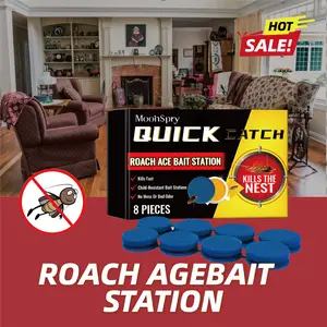 Roach Control Stations: 60ft Coverage, 6-Month Protection, Low Profile Design - Child & Pet Safe, Non-Toxic Gel Bait for Home Use, Weatherproof & Easy Install cockroach trap