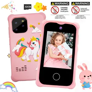 Kids Educational Toy Phone, Unicorn Pattern, Dual Cameras, Multi-Function, 2.8-Inch Touch Display, Soft Silicone Protective Case, 32GB Card, Great Present For Children 3-12, Learning Tool