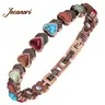 Jecanori Women's Pure Copper Magnetic Stackable Bangle - Natural Heart Shaped Gemstone Exquisite Bracelet, Bling Aesthetic Costume Jewelry, Gifts for Adulting Women
