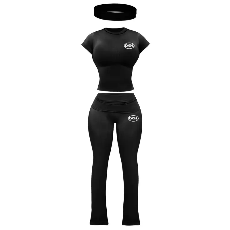 DASH BODY SET - Black T-Shirt, Leggings & Headband Set for Women - Comfortable & Stylish Workout Gear