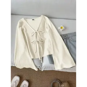 Women's Casual Cotton Linen Woven Cardigan Loose-Fitting Long Sleeve Open Front Summer Fashion Sun Protection Lightweight Outerwear