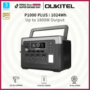 OUKITEL 1024Wh capacity / 1800W high output power Can power 99% of home appliances Portable Power Station, using LiFePO4 Battery,  USB-C Output，Equipped with a folding solar panel Solar Generator #DealsforYouDays