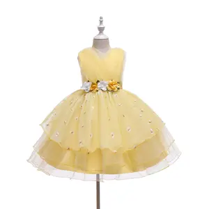 Girls Sleeveless Princess Dress with Floral Embroidery - Perfect for Weddings, Christmas Parties, and Performances