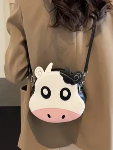 Women's Cute Cartoon Cow Design Crossbody Bag, Fashionable Shoulder Bag for Daily Used, Casual Trendy Versatile High-quality Daily Commuting Bag