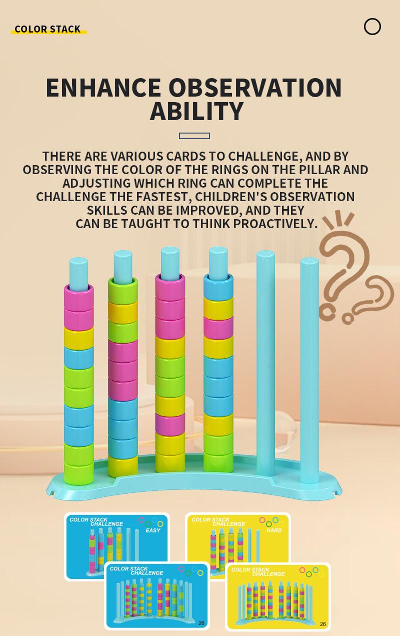 Color Stacker Challenge Puzzle  Matching Game toy  | Fun Interactive Educational Family Party Game for Kids & Adults | Premium Birthday Gift