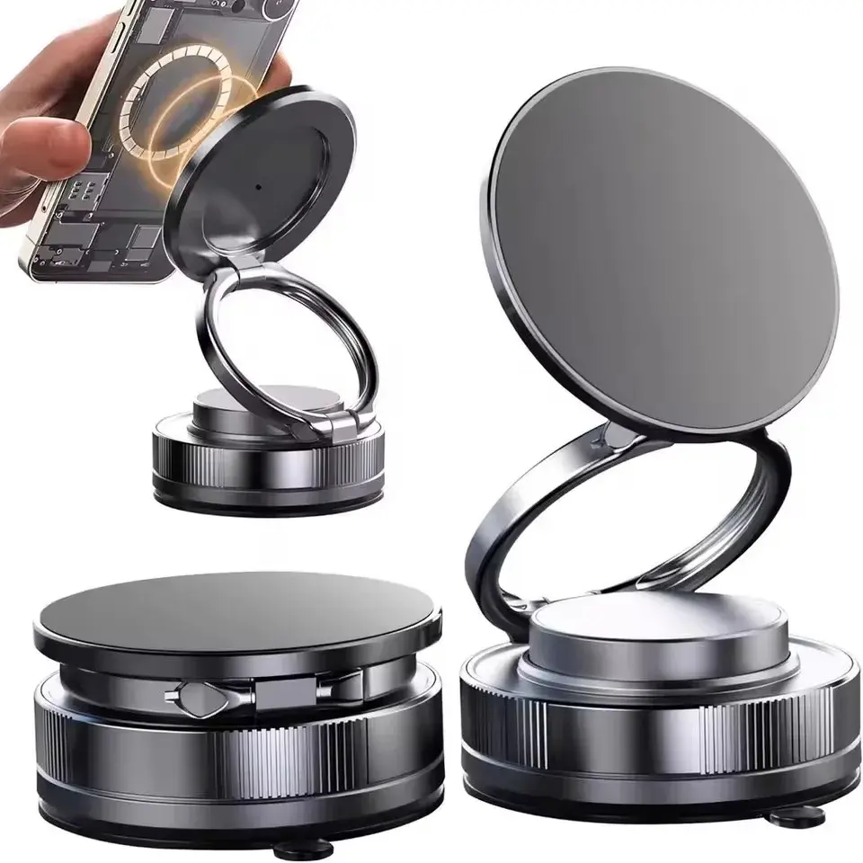 Vacuum Magnetic Car Phone Holder 360°Rotation Foldable Suction Cup Mount for MagSafe CellPhone Holders for Your Car/Gym for iPhone & Android