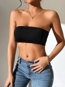 Women's Strapless Crop Top, Sexy Fitted Knit Design, Comfortable All-Season Wear, Fashion Essential for Everyday Style