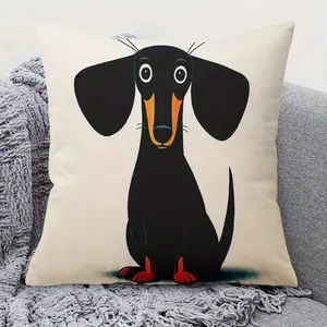 1 piece of pillow cover, cartoon image of dachshund dog, printed with holiday-themed cushion cover, with hidden zipper, suitable for sofa, living room, office, home decoration - machine washable (double-sided printing, excluding pillow core)