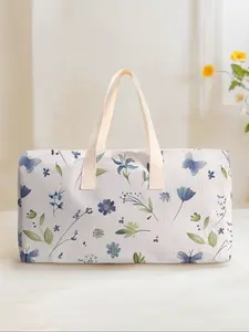 Large Capacity Corduroy Travel Duffel Bag, Floral Print Casual Weekender Bag, Perfect for Weekend Getaways & Daily Commuting, Travel Duffle Bag