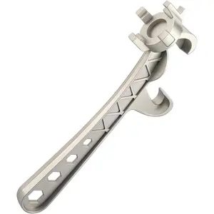 3-in-1 Aluminum Bung Wrench, 9.6in Upgraded 5 Gallon Bucket Opener Tool, Bung Caps Wrench for 5-55 Gallon Drums, Non-Sprking Heavy Duty Tool for Home, Industrial Use (Silver)