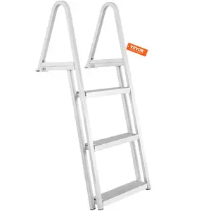 VEVOR Dock Ladder, Removable 3 Steps, 350 lbs Load Capacity, Aluminum Alloy Pontoon Boat Ladder with 4'' Wide Step Nonslip Mat, Easy to Install for Ship/Lake/Pool/Marine Boarding