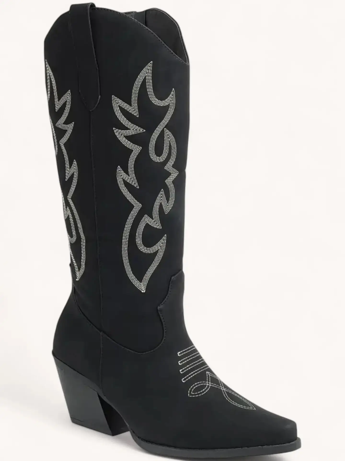 Black Embroidered Cowboy Boots