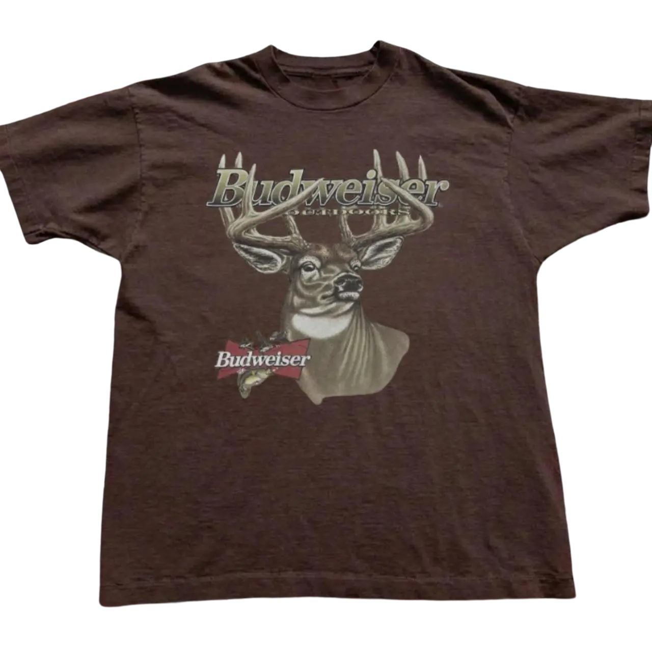 Budweiser Deer T-Shirt, Buck Wildlife Beer Graphic Tee, Vintage Hunting Shirt, Country Outdoors Tee, Unisex Brown Cotton Shirt