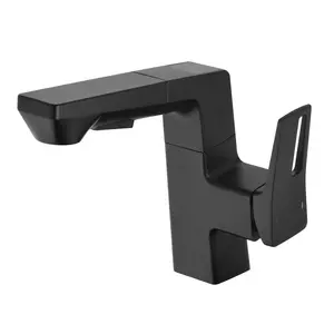 Matte Black Smart LED Bathroom Faucet - Temperature Digital Display, Pull Down Sprayer for RV and Home Sinks On-Site   RR