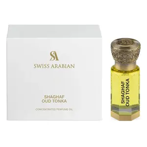 Swiss Arabian Shaghaf Oud Tonka Perfume Oil – Long-Lasting Alcohol-Free Arabian Fragrance for Women with Almond, Rose, Tonka & Vanilla – Attar-Style Oriental Perfume – 0.4 oz (12 ml)