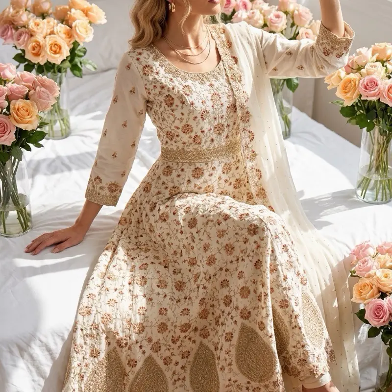 Women's Designer Heavy Embroidered  Anarkali Suit, Traditional Indian Wedding Clothes with Premium Fabric and Elegant Style Womenswear