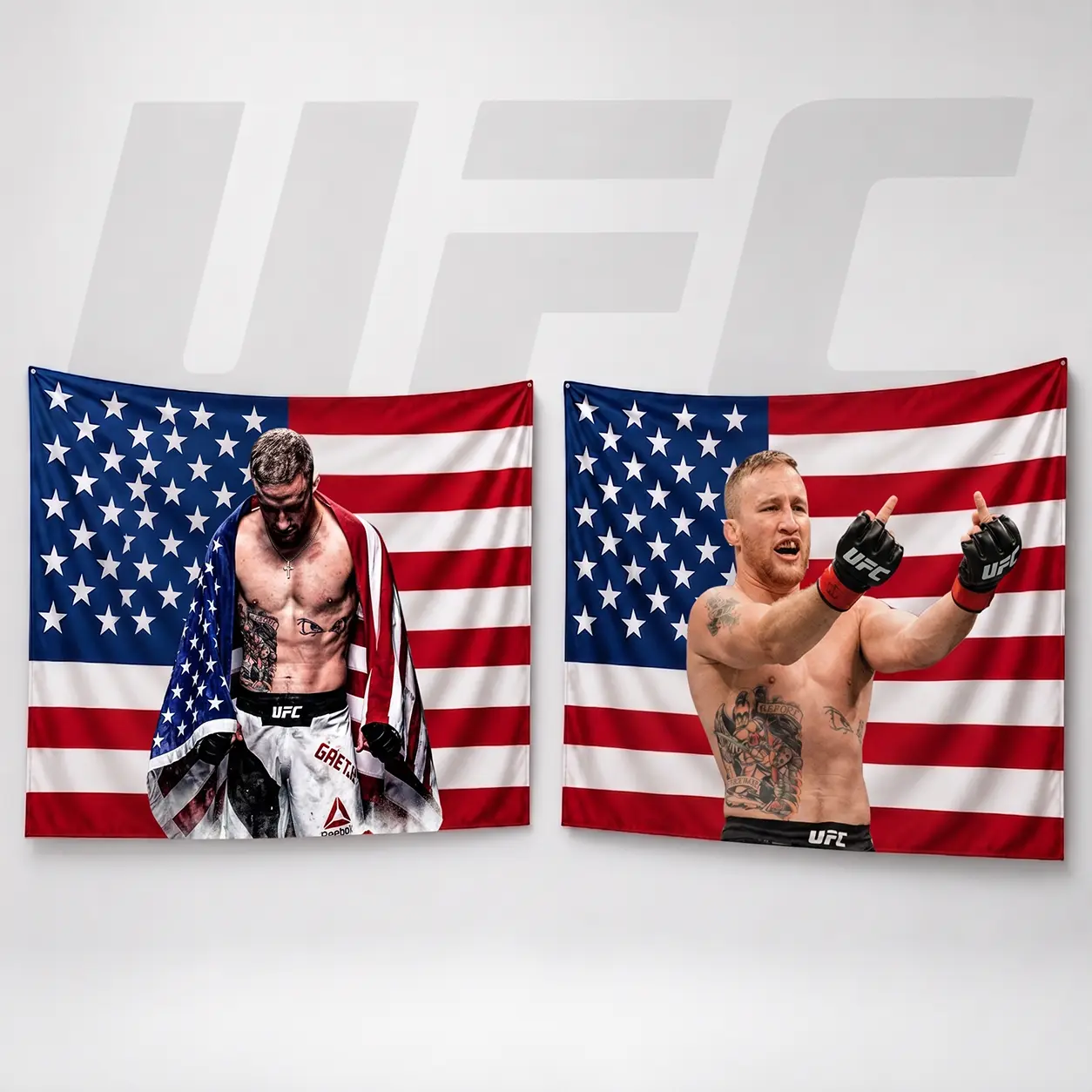 UFC 250 Years Freedom Justin Gaethje Middle Finger Tapestry, UFC MMA Fighters Tapestry, Ultimate Fighting Championship Fan US Flag, Combat Sports UFC Champions Inspired Sportdecor, Gift for Him, MMA Fan Tapestry Home Decor