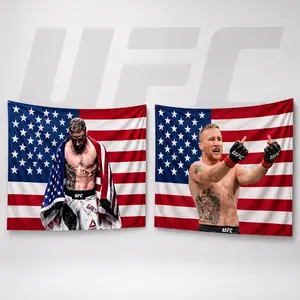 UFC 250 Years Freedom Justin Gaethje Middle Finger Tapestry, UFC MMA Fighters Tapestry, Ultimate Fighting Championship Fan US Flag, Combat Sports UFC Champions Inspired Sportdecor, Gift for Him, MMA Fan Tapestry Home Decor