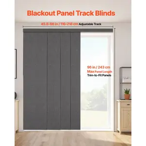 VEVOR Panel Track Blinds, Extendable Track from 45.8 in to 86 in W, Trimmable Panel Curtains Up to 96 in H, Vertical Blackout Panel Blinds for Sliding Doors, Patio Doors, Room Divider, Windows, BrownVEVOR Super Brand Day