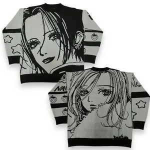 The Fortune Family Nana and Hachi Anime Knitted Sweater Y2K Black Stones Manga T-Shirt Sweatshirt Osaki Graphic Tee Anime Manga Clothing Graphic Sweater Comfort Oversized Shirt Shoujo Cardigans Men Women Japanese Streetwear Tops Crop Casual Style Pullover