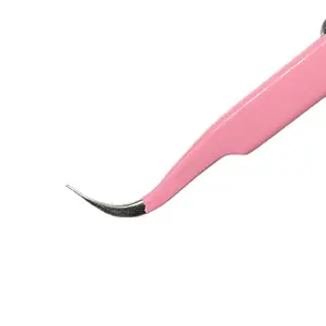 NO.7 PINK VOLUME & ISOLATION EYELASH EXTENSION TWEEZER (FINE CURVED TIP) STAINLESS TWEEZERS