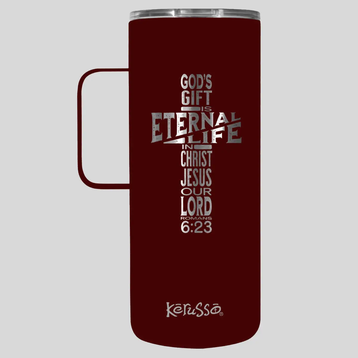 Kerusso 22 oz Stainless Steel Flask With Handle, Eternal Life Cross Design, Flasks Kerusso 22 oz Stainless Steel Flask With Handle, Eternal Life Cross Design, Flasks