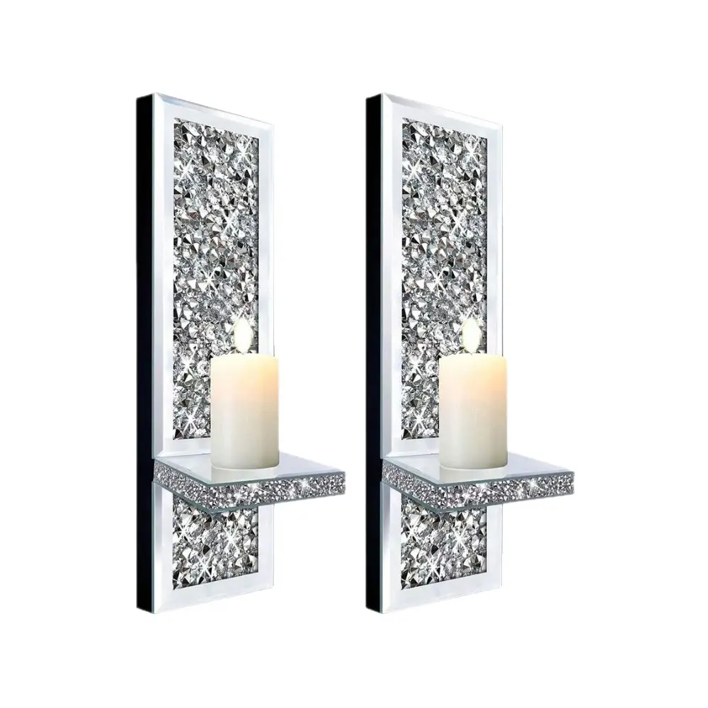 2 mirror-mounted broken diamond wall-mounted candlesticks racks mirror-mounted wall-mounted candlesticks