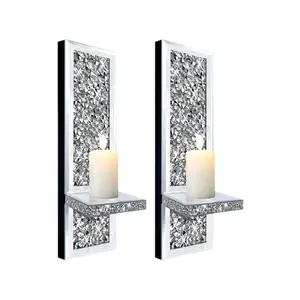 2 mirror-mounted broken diamond wall-mounted candlesticks racks mirror-mounted wall-mounted candlesticks