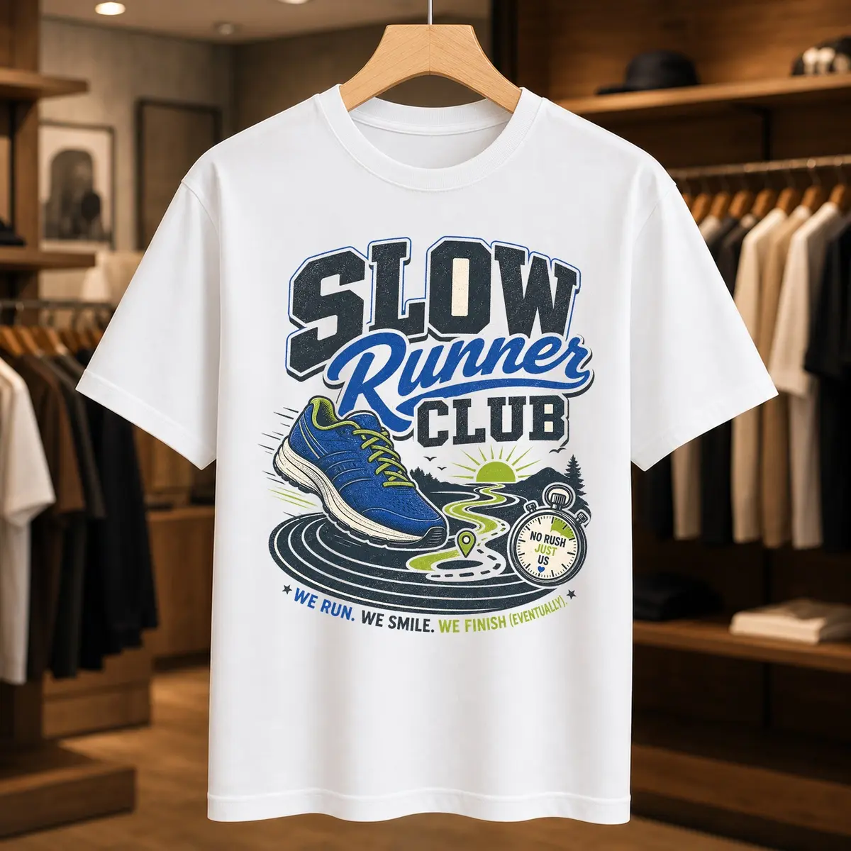 Slow Runner Club Graphic T-Shirt, Funny Running Tee, Beginner Runner Shirt, Casual Workout Short Sleeve Top, Run Club Gift