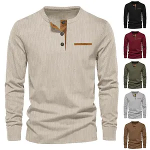 Outdoor sports, casual men’s Henry shirt, long-sleeve slim-fit T-shirt, new spring and autumn models