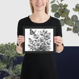 Artwork Print Framed Wildflower: Butterfly Flower (Schizanthus)