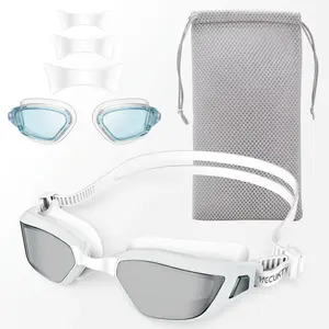 【Vecukty】Comfortable White Swimming Goggles, Anti-Fog Lens, Leak-Proof Silicone Frame, Stylish Sports Eyewear for All Ages