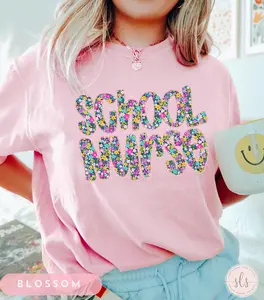 Comfort Colors School Nurse Shirt, Floral School Nurse Tshirt, School Nurse Appreciation Gift, Wildflower Back To School Nurse Shirt Fit Top