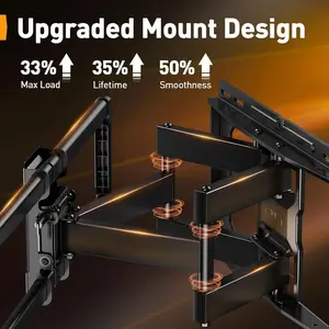 Heavy-Duty Full Motion TV Wall Mount 40-86 Inch TVs Up to 132 lbs Tool-Free Tilt Swivel Extension VESA 600x400mm Compatible 1216 Wood Studs Space-Saving Easy Install Metallic Finish Sturdy Home Theater Office