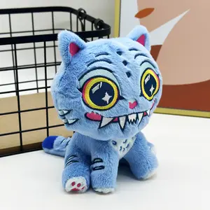 Blue Derpy Tiger Plushie Soft Stuffed Animal Doll 7 in