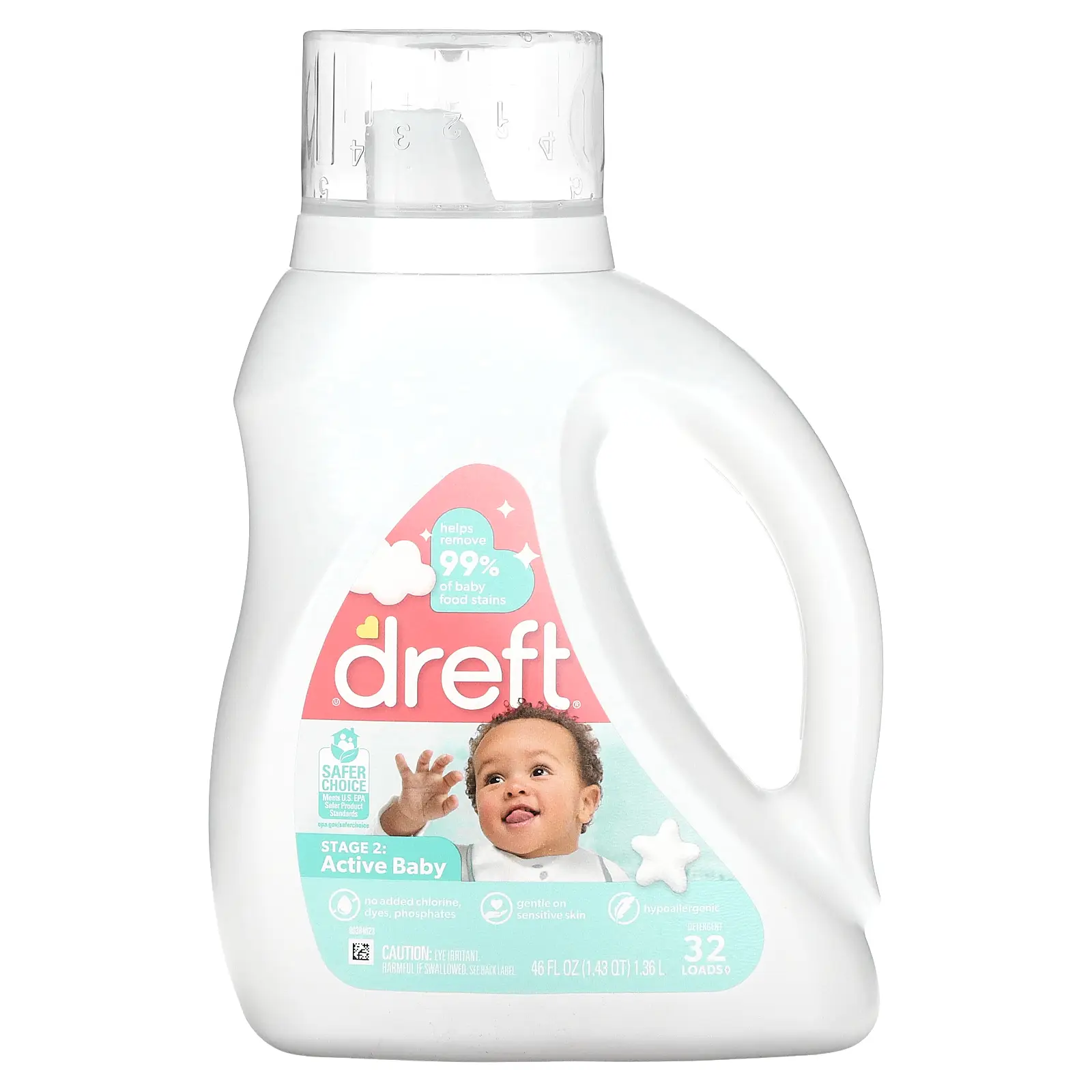 Dreft Baby Detergent, Stage 2, 46 fl oz (1.36 l)