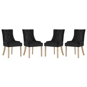 Modway Pose Dining Chair Performance Velvet Set of 4 in Black