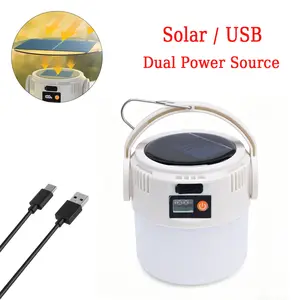 Solar & USB Rechargeable Outdoor Waterproof Camping Lantern, Portable Waterproof Hanging Light — Must-Have for Father's Day Gift, Power Outage Backup, Outdoor Camping, Hurricane Emergency & Survival Gear night