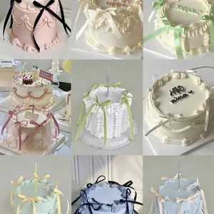 10/20 Pack Ribbon Bow Cake Decorations, Silk Cake Skirt for Graduation and Birthday Parties, Ballerina Theme Wedding Decor, Cake Decorating Supplies