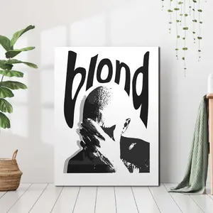 Blond Minimalist Canvas Wall Art, Black and White Portrait Poster, Modern Music Inspired Room Decor, Unframed Canvas Poster or Framed Canvas Wrap