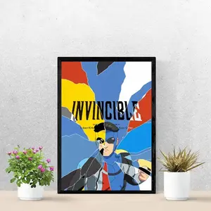 [Unframe]Invincible Minimalist Poster, Abstract Superhero Wall Art, Modern Comic Decor for Bedroom & Aesthetic Room, Gift For Fans