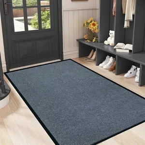 Commercial Grade Entrance Mat 3x4Ft Brush Step Entrance Rug with Striped &Rubber Border Indoor Outdoor Low Profile Rubber Entry Carpet Mat for Hallway,,High Traffic Area