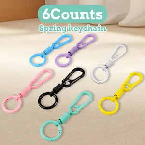6 Counts Quick Release Metal Key-chain Clip, Colored Key-chain with O Rings for Women Men, Lightweight Keyring Organizer - Mixed Colors