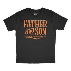 Youth Funny T Shirts Father and Son Hunting Partners for Life Sarcastic Fathers Day Graphic Tee for Kids Funny T Shirts Dad Joke Tops for Kid Funny Hunting Short Sleeve Novelty Tees for Kids Black -