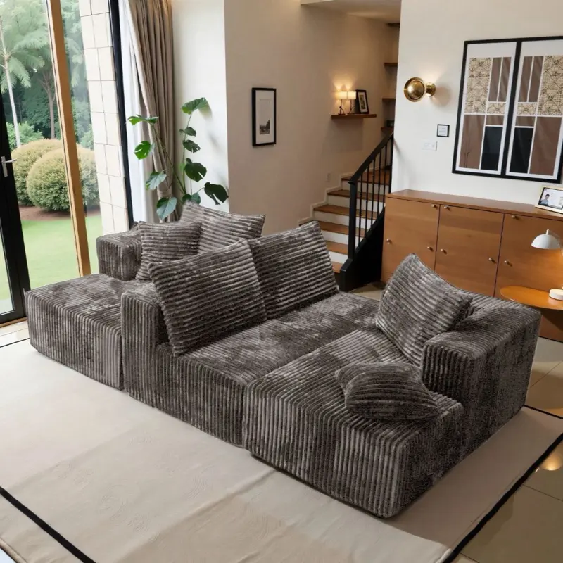 U-Shape Modular Sectional corduroy Couch suitable for living room furniture