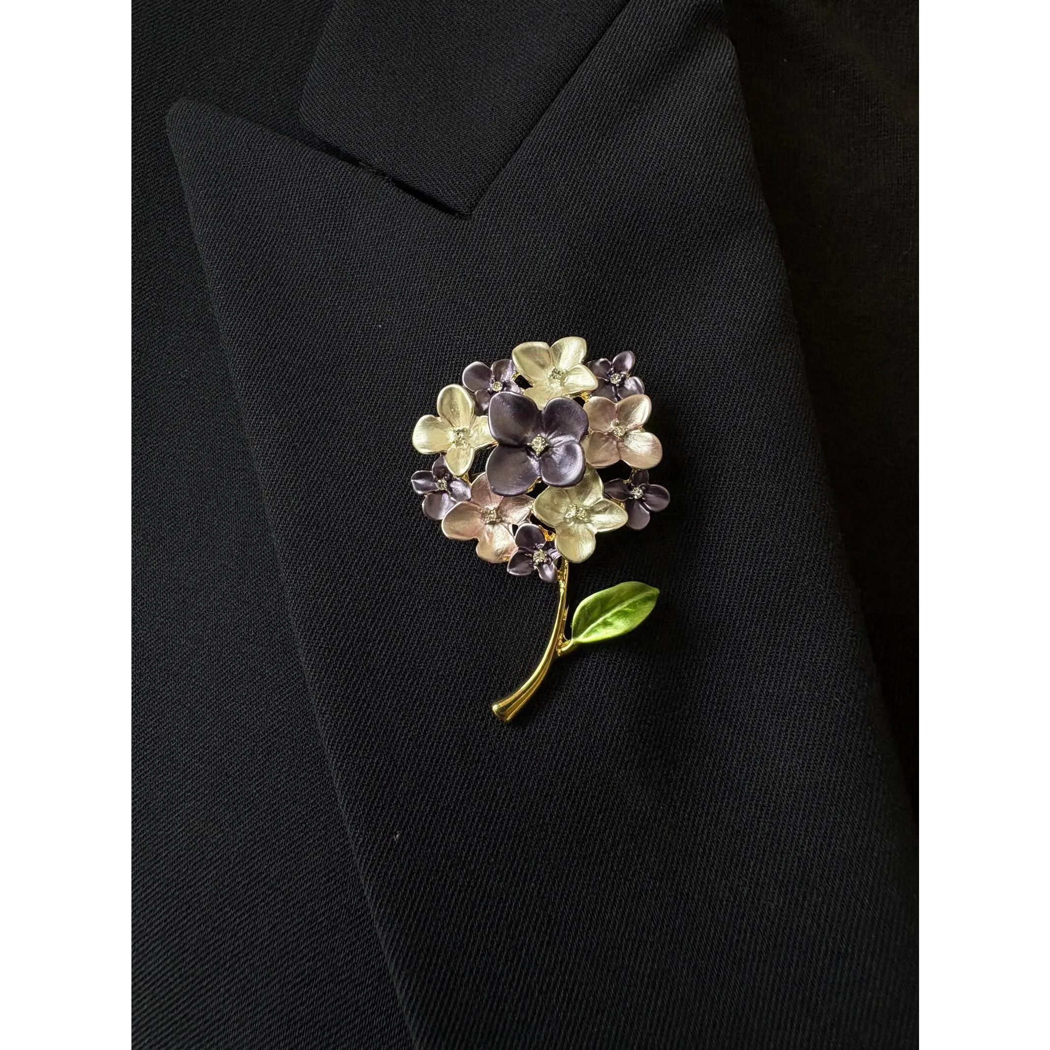Enamel purple/blue hydrangea brooch pins pendant handmade Jewelry