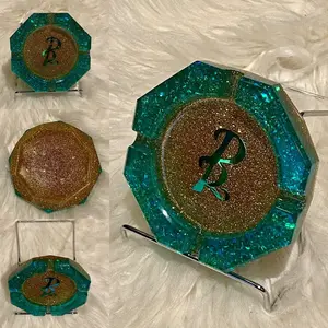 Turquoise Sand Resin Ashtray