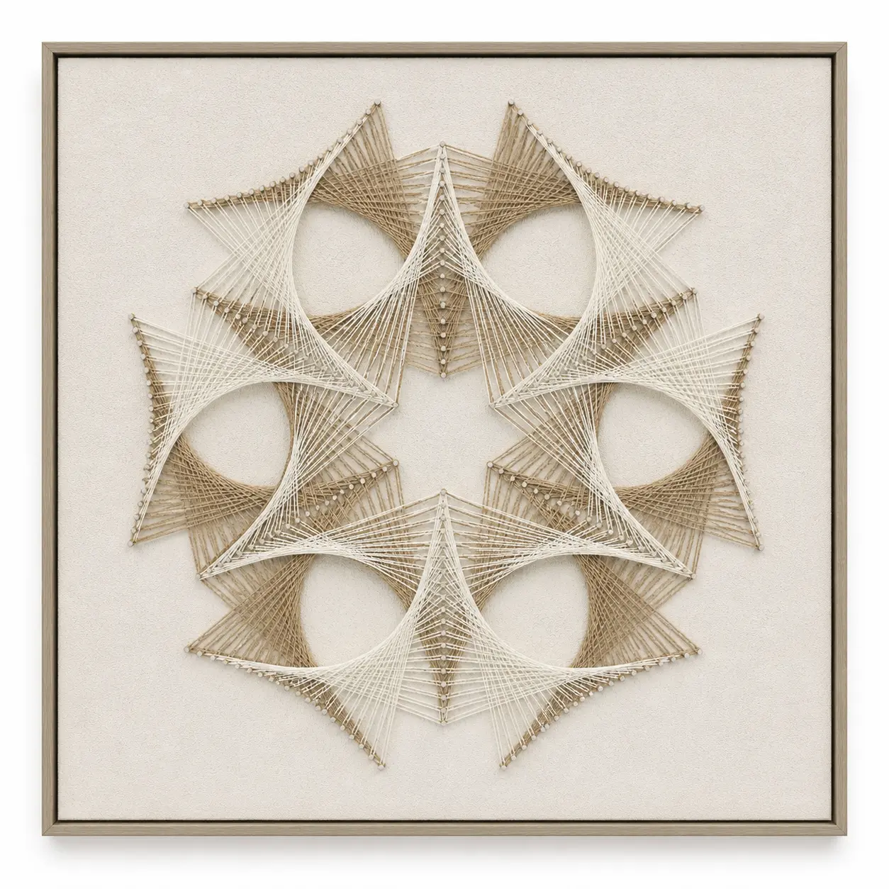 Handmade Mandala String Art Wall Decoration - 32" Large 3D Nails & Thread Artistic Wall Sculpture, Japanese Zen Wabi-Sabi Meditation Ornaments for Living Room, Office (Not a Flat Print)