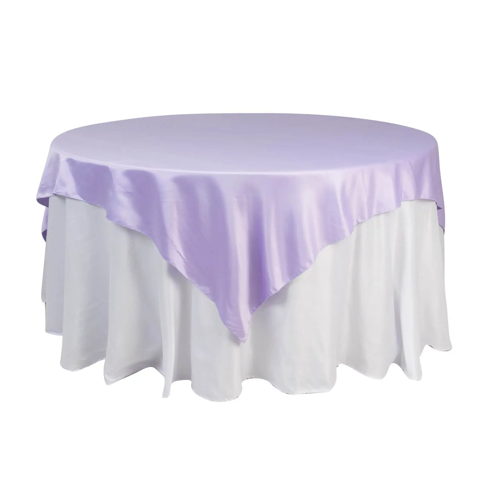 Lamour Satin 72"x72" Table Overlay Square Tablecloth Lavender Lilac - Smooth Finish Table Topper