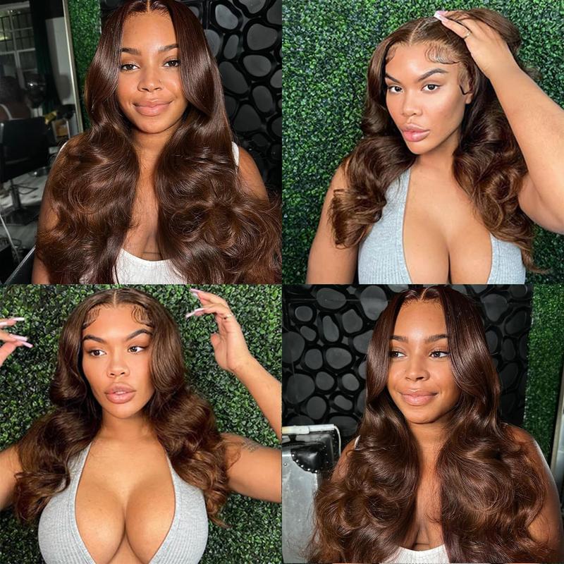 Chocolate Brown 13X6 13X4 HD Lace Front Wigs For Black Women PrePlucked With Baby Hair Body Wave Brazilian 100% Remy Human Hair